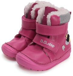 D. D. STEP Ghete îmblănite fete, cu velcro, roz cu albinute, 20/25 roz (1421BF)