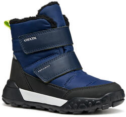 GEOX Ghete imblanite impermeabile, băieți, velcro, 28/32 albastru închis/lime (149E5B)