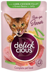 Delickcious Purr - for Dinner bárány & csirke & bab nedves macskaeledel 12x85g