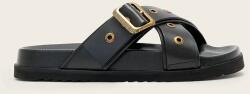 AllSaints șlapi cu toc plat din piele Suki Western Sandal PPY2-KLD0N5_99X (W042FE.BLK)