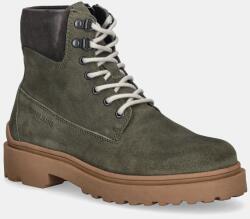 Tommy Jeans cizme înalte din piele TJM LACE UP BOOT SUEDE 9BYA-OBM064_91X (EM0EM01642)