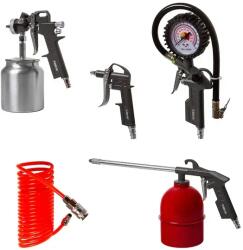  5 részes pneumatikus festékszóró készlet 5 m spiráltömlővel - M80710B (M80710B)