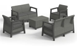 Keter Scandi Box max linea duo kerti bútor szett jute tárolós asztallal grafit-hűvösszürke (270931_270928_270926_2) - geminiduo