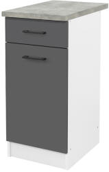 Leziter Praktik 40 alsó szekrény 1 ajtós 1 fiókos, fehér-antracit (PR40A1A1FFHAN) - geminiduo