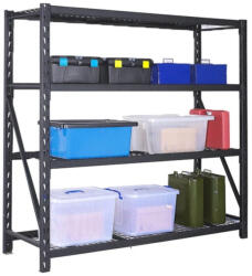  Nagy teherbírású állvány fém polcokkal, fekete 180x53x183 cm (26500)