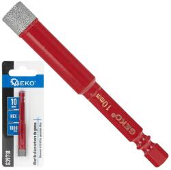 GEKO 10 mm gyémánt csempefúró HEX szárral - szárazfúráshoz, viasztöltéssel - G39718 (G39718)
