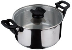 Berlinger Haus Silver Jewellery Collection rozsdamentes acél lábas hőálló üveg fedővel, fakanáltartó (BH-7993)