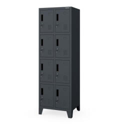 JAN NOWAK ROBERT 2 Plus, fém öltözőszekrény, 8 rekeszes, 559 × 1720 × 450 mm, antracit