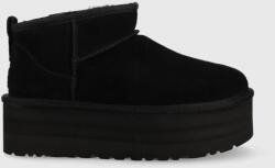 UGG cizme de zăpadă din piele întoarsă W Classic Ultra Mini Platform 9BYY-OBD2JL_99X (1135092.BLK)