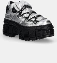 New Rock pantofi de piele Floater Plata, Tank Casco Negro Sin PPYA-OBD50K_SLM (M.106WALL.C16)