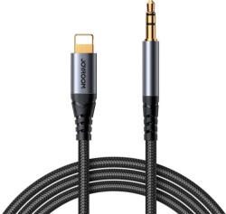 JOYROOM SY-A06 Lightning-3.5 mm Jack AUX audiókábel 1, 2 m (Fekete-Ezüst) (SY-A06)