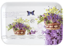  Tálca, műanyag, szögletes, levendula mintás, 34x23cm (1605MUA110) - nyomtassingyen