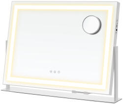 SONGMICS Sminktükör világítással, 15 LED izzó, érintésvezérlés, matt fehér (LWM002W02)