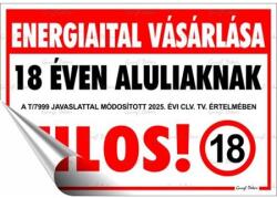  Információs matrica, 11, 6x16, 6 cm, Energiaital vásárlása 18 éven aluliaknak tilos! (650 - 38) - wondex
