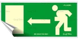  Információs matrica, 25x11, 5 cm, fluoreszkáló, utánvilágítós, Menekülési irány balra (310 - 30) - wondex