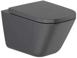 Roca The Gap Square perem nélküli fali WC csésze rögzítővel, matt fekete A34647L080 (A34647L080)
