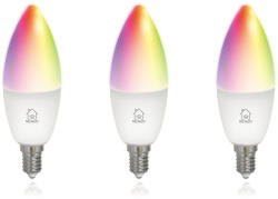 DELTACO SMART HOME SH-LE14RGB izzó LED, E14, gyertya, WIFI, 5W, színes+fehér, szabályozható, 3db/csomag (SH-LE14RGB-3P) - onlinepatron