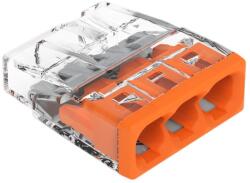 WAGO COMPACT vezeték összekötő 3x0, 5-2, 5 mm2 tömör vezetékhez, átlátszó házban, narancssárga fedéllel 2273-203 (NVT002249)