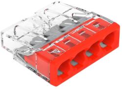 WAGO COMPACT vezeték összekötő 4x0, 5-2, 5 mm2 tömör vezetékhez, átlátszó házban, piros fedéllel 2273-204 (NVT002250)