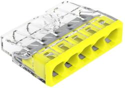 WAGO COMPACT vezeték összekötő 5x0, 5-2, 5 mm2 tömör vezetékhez, átlátszó házban, sárga fedéllel 2273-205 (NVT002251)