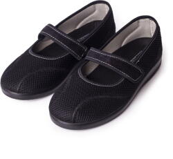 Vlnka Női kényelmi ortopéd balerina cipő tépőzárral, fekete felnőtt cipő méret 42