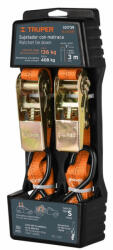Truper SU-400R Kétrészes rakományrögzítő heveder, 408 kg / 3 m / 25 mm, 2db/csomag (101739) (T101739)