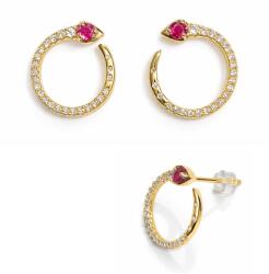  Cercei Rubin cu zircon rotund fatetat 15x14x14 mm cu argint 925 aurit cadou cu semnificatie 1 pereche