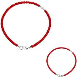  Bratara Coral rosu cu perla disc 2x3 mm diametru 56 mm cu accesorii argint 925 accesoriu elegant feminin 1 bucata