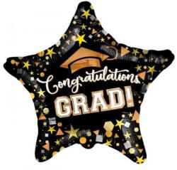 Conver Fólia lufi, 18"/45cm, csillag, congratulations, fekete