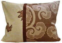  Krepp kispárna huzat - 40x50 cm - krém - barna virágos