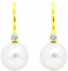 White & Black Igazgyöngy fülbevaló gyémánttal - 6-6, 5mm - arany - akoya (AU14377)