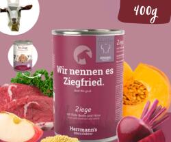 Herrmann's Manufaktur Herrmann’s kecskehús párolt menü érzékeny emésztésű kutyáknak bio céklával és bio sütőtökkel 400 g