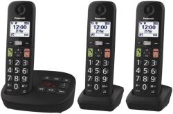 Panasonic Telefon Panasonic KX-TGU133EXB Negru cu 3 Mobiluri si Functie de Blocare Apeluri (KX-TGU133EXB)