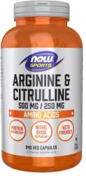 NOW NOW Arginine and Citrulline, 240 Veg Capsules