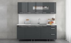 VX Dorina konyhabútor magasfényű antracit - 200/60 cm