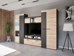 Matheus nappali szekrénysor antracit - sonoma 290 cm