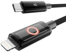 AVAX CB651 PULSEY 1m 27W USB-C - Lightning szürke fonott gyorstöltő LED kábel (AVAX_CB651) - bestbyte