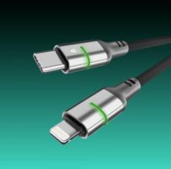 AVAX CB635 STEELY LED 27W USB-C - Lightning gyorstöltő kábel fekete 1m (AVAX_CB635)