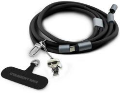 Cg mobile Karl lagerfeld cbdy ikonik charm adatkábel, type-c - type-c, gyorstöltő, 150cm, nyakpánt, fekete (KLCCUCNMSCKIK)