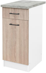 Leziter Praktik 40 alsó szekrény 1 ajtós 1 fiókos, fehér-sonoma tölgy (PR40A1A1FFHST) - homelux