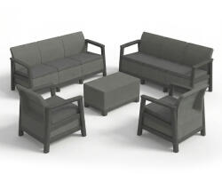 Keter Scandi Love max linea duo kerti bútor szett jute tárolós asztallal grafit-hűvösszürke (270931_270928_270927_2) - leziteronline