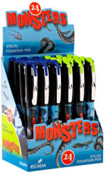 Ecada Set 24 stilouri Ecada, penita din iridiu tip M (Medium), corp din plastic, Motiv monsters (93107M-24)