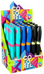 Ecada Set 24 stilouri Ecada Colorel, penita din iridiu tip F (Fine), corp din plastic (93110-24)