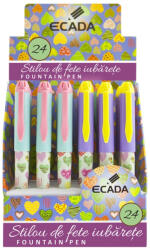 Ecada Set 24 stilouri cu penita ascunsa Ecada de fete iubarete, corp din plastic (93105-24)