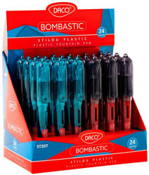 DACO Set 24 stilouri Daco Bombastic, penita din iridiu tip F (Fine), corp din plastic (ST207-24)