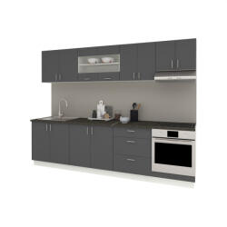 Proda Benita Konyhabútor Szett V22, 280 cm - Antracit-Fehér N