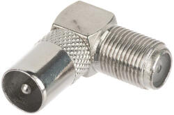 Plug Adaptor unghiular F mama - F tata, impedanta 75ohmi, metal, Plug IEC-W/F-G (IEC-W/F-G)