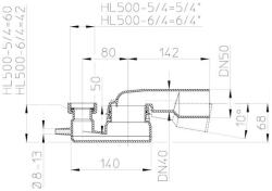 HL 6/4˝ fürdőkádszifon, gömbcsuklóval (HL500-6/4)