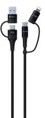 DEVIA EXTREME adatkábel 4in1 (Type-C/USB - lightning/Type-C, 60W, PD gyorstöltő, cipőfűző, 150cm) FE