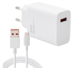 Xiaomi MDY-16-EF hálózati töltő USB aljzat (33W, PD gyorstöltő + Type-C kábel) FEHÉR